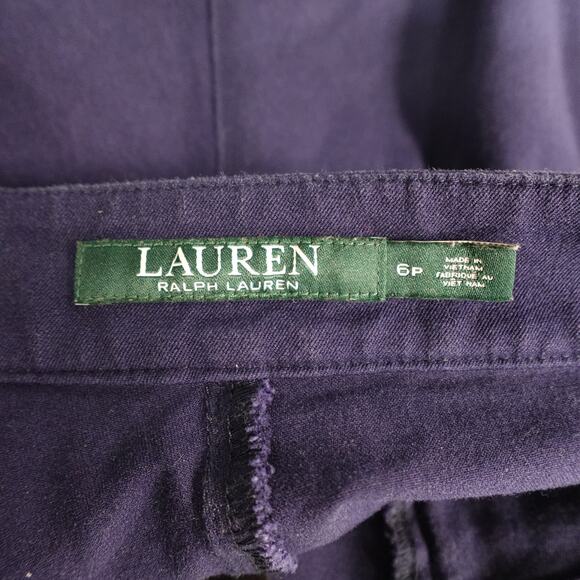 Ralph Lauren Pants Womens 6 Petite Ankle Cropped Skinny Blue Zip Pockets - Picture 7 of 9